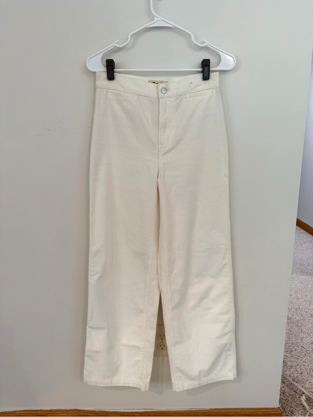 Madewell Cream Wide-Leg High-Rise Pants